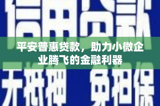武昌平安普惠贷款，助力小微企业腾飞的金融利器