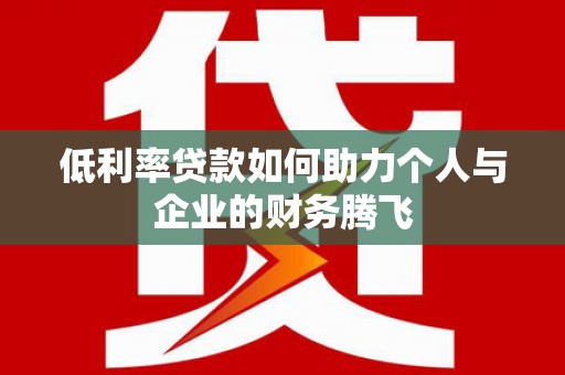 武昌低利率贷款如何助力个人与企业的财务腾飞
